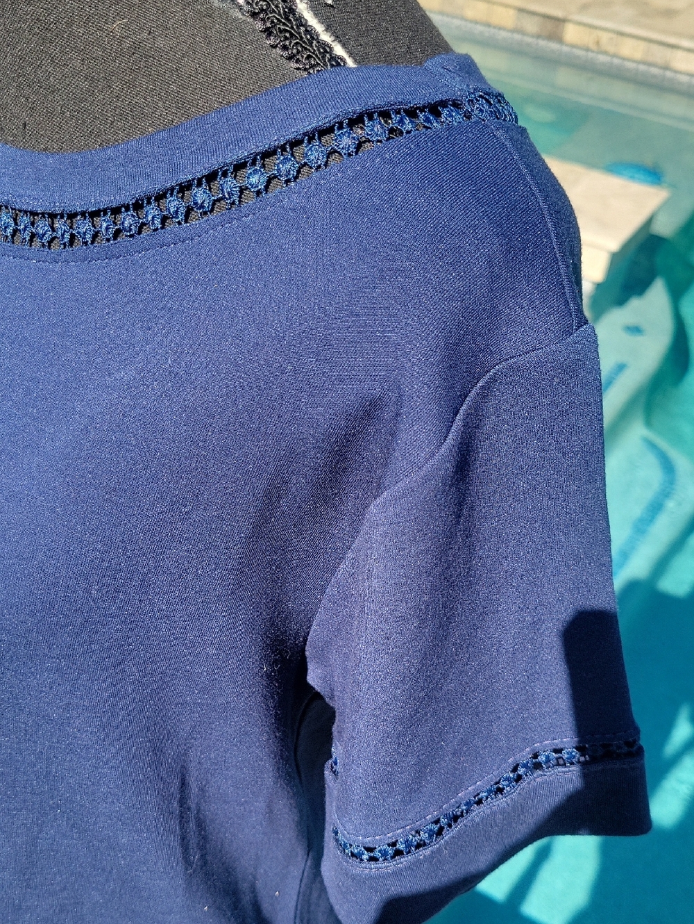 Navy Short-Sleeve Knit Top - Picture 12 of 16
